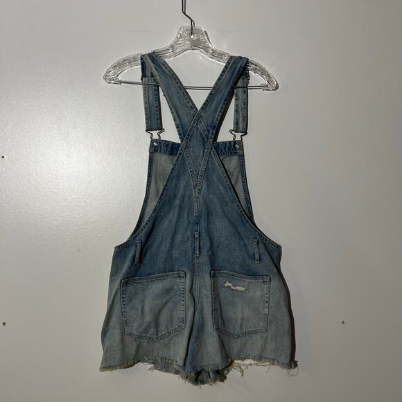 NWT Abercrombie&Fitch Denim Distressed‎ Shorts Denim Overalls Blue Wash Womans S - Picture 3 of 7